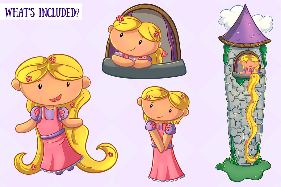 Rapunzel Fairy Tale Clip Art in Illustrations - product preview 8