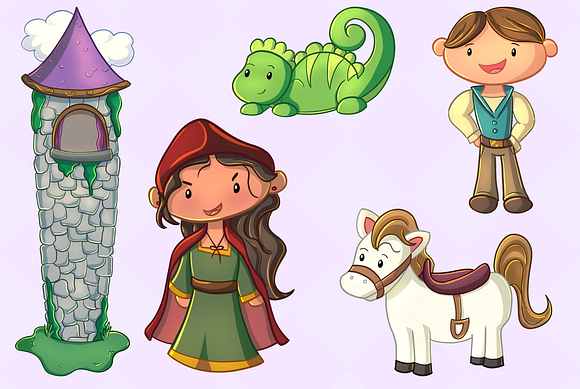 Rapunzel Fairy Tale Clip Art in Illustrations - product preview 1