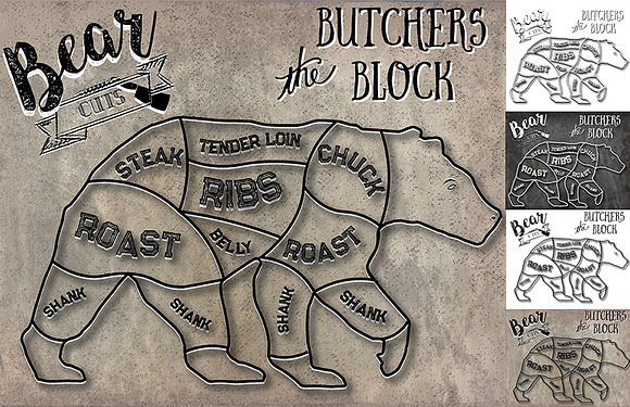 Bear Butcher Cuts Set 1 in Illustrations - product preview 1