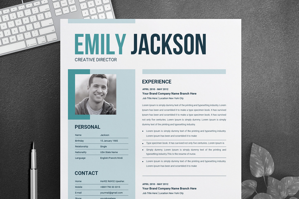 Modern Resume Template for Microsoft in Resume Templates - product preview 8
