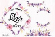 Lilacs Frames Watercolor Florals Set
