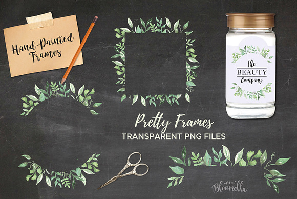 Nature Frames Leaves Watercolor Set in Illustrations - product preview 1