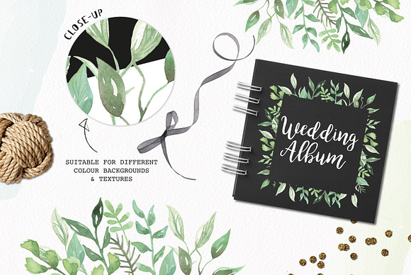 Nature Frames Leaves Watercolor Set in Illustrations - product preview 3