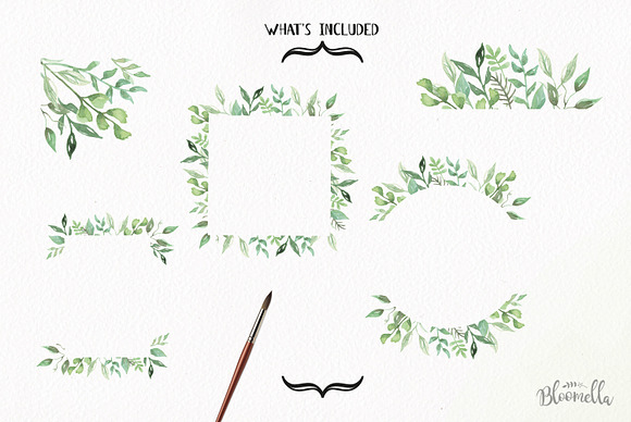 Nature Frames Leaves Watercolor Set in Illustrations - product preview 4