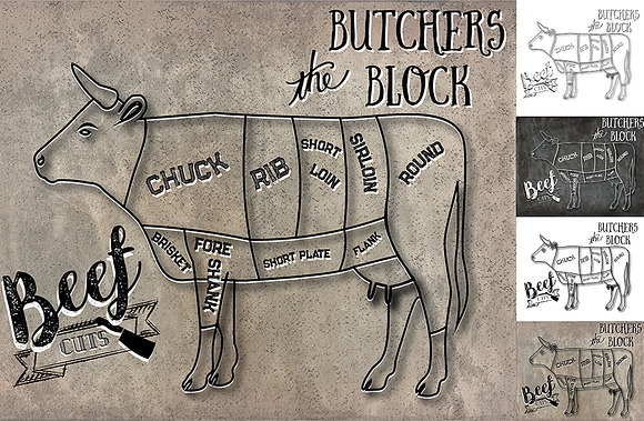 Beef Butcher Cuts Set 1 in Illustrations - product preview 1