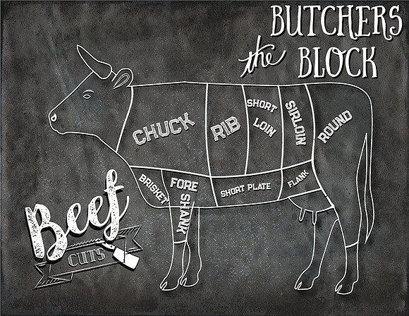 Beef Butcher Cuts Set 1 in Illustrations - product preview 2