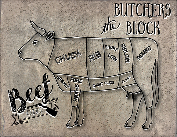 Beef Butcher Cuts Set 1 in Illustrations - product preview 3