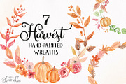 Pumpkin Watercolor Wreath Clipart