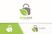 Vector lock and leaf logo 