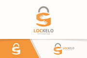 Vector lock and hands logo  