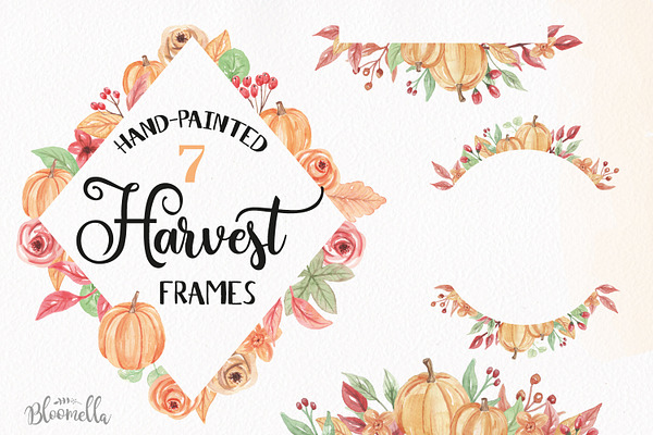 Pumpkin Frames Clipart Watercolor 