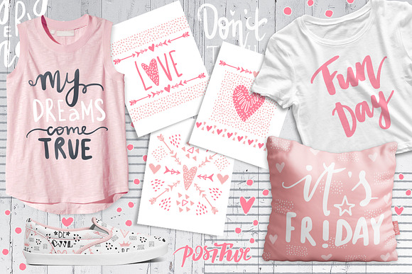 Cute Girls.Positive phrases.Patterns in Illustrations - product preview 2