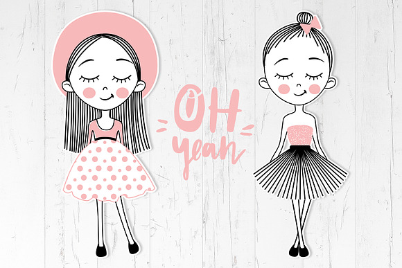 Cute Girls.Positive phrases.Patterns in Illustrations - product preview 4