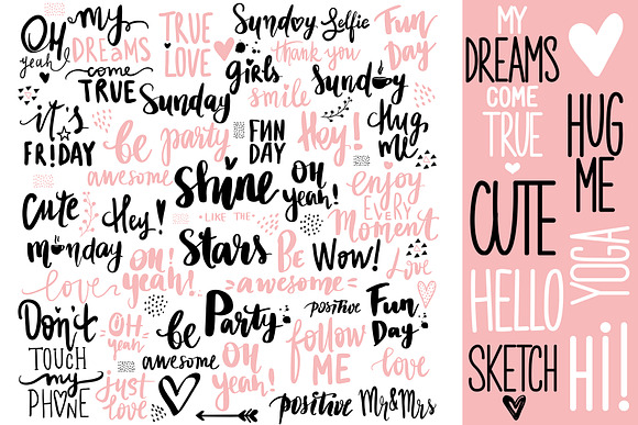 Cute Girls.Positive phrases.Patterns in Illustrations - product preview 10