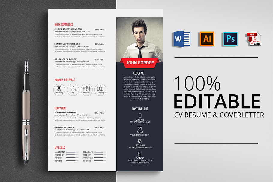 MS Office Word CV Resume in Resume Templates - product preview 8