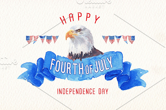 fourth of july watercolor clipart in Illustrations - product preview 1