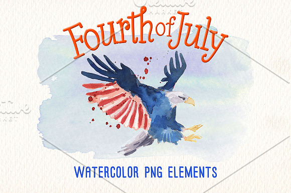 fourth of july watercolor clipart in Illustrations - product preview 4
