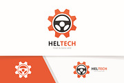 Vector car helm and gear logo  