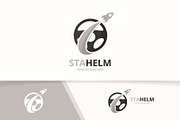 Vector car helm and rocket logo  