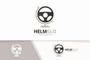 Vector car helm and globe logo  