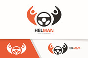Vector car helm and people logo  