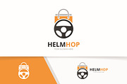Vector car helm and shop logo  