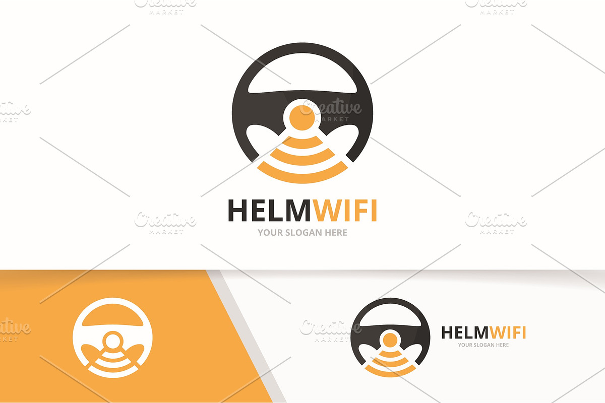 Vector car helm and wifi logo   in Logo Templates - product preview 8