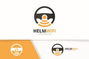 Vector car helm and wifi logo  