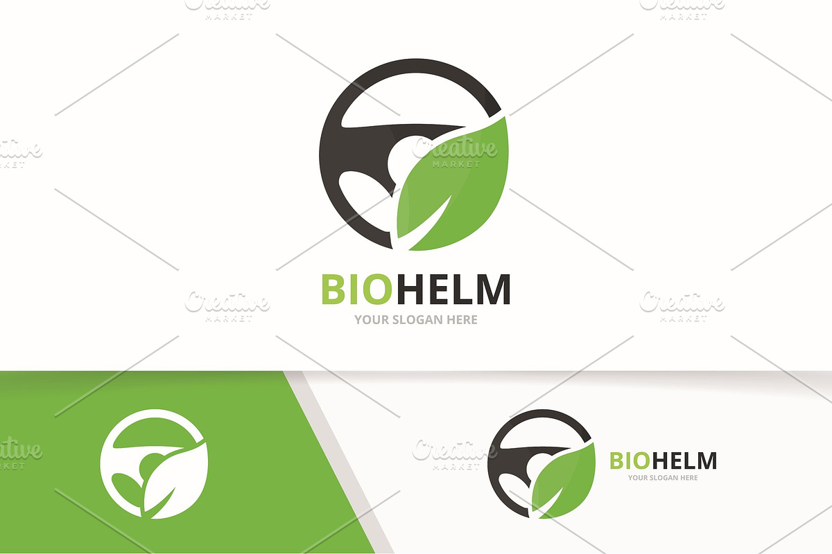 Vector car helm and leaf logo   in Logo Templates - product preview 8