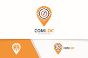 Vector compass and map pointer logo 