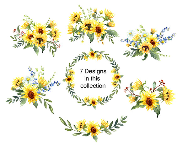 Sunflowers & Wildflowers Clip Art in Illustrations - product preview 1