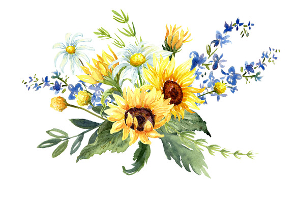Sunflowers & Wildflowers Clip Art in Illustrations - product preview 3