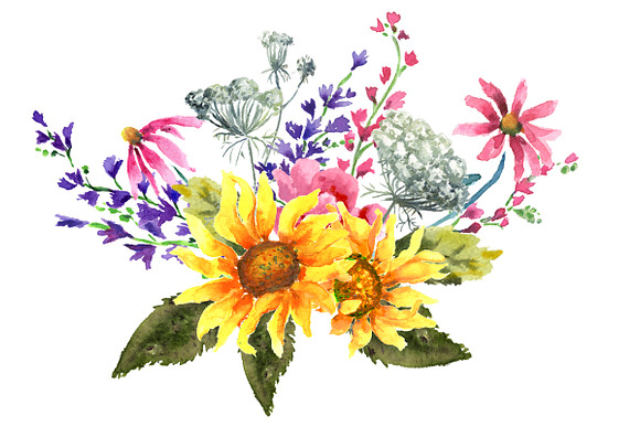 Sunflowers & Wildflowers Clip Art in Illustrations - product preview 6