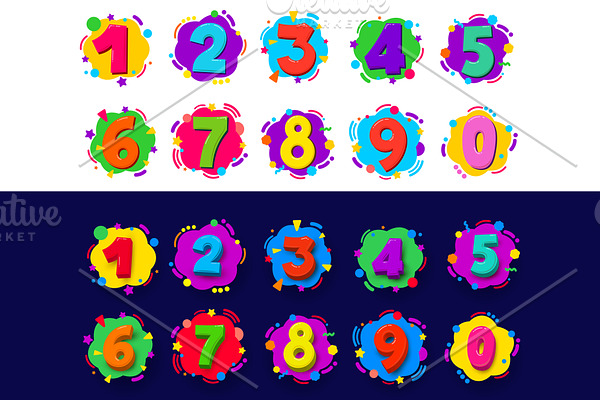 Colored cartoon numbers. 