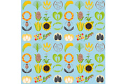 Cereal seeds grain product vector natural plant muesli grainy organic porridge flour seamless pattern background illustration.