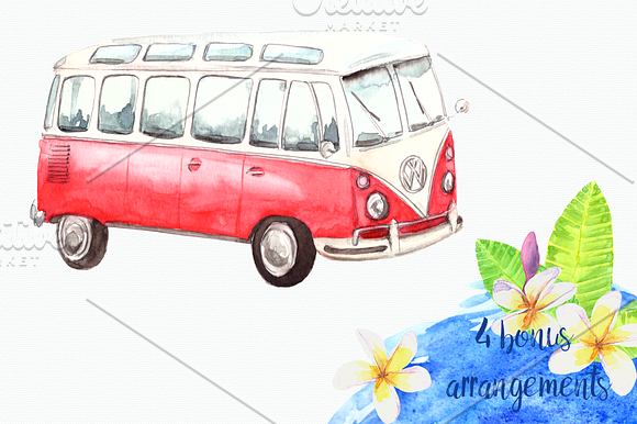 Watercolor Surf Clip Art Set in Illustrations - product preview 3