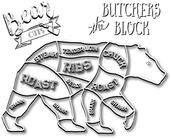 Bear Butcher Cuts Set 1 in Illustrations - product preview 5