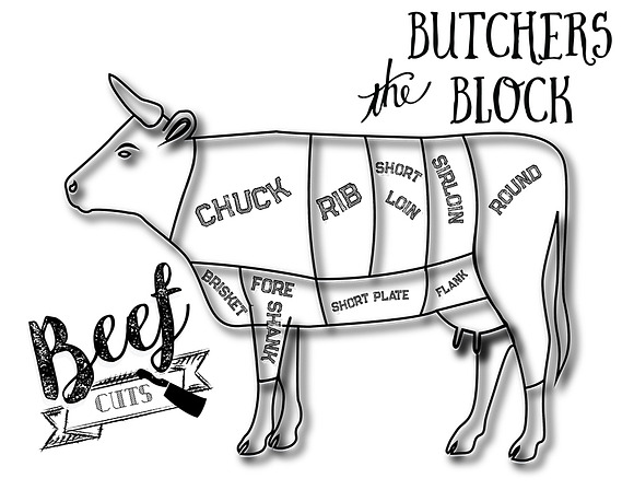 Beef Butcher Cuts Set 1 in Illustrations - product preview 5
