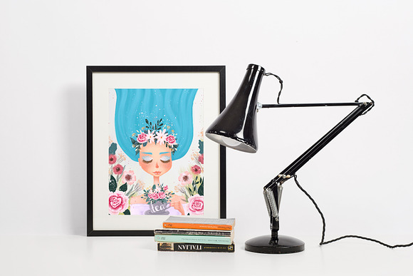 Floral Tea Girl Illustration in Illustrations - product preview 7