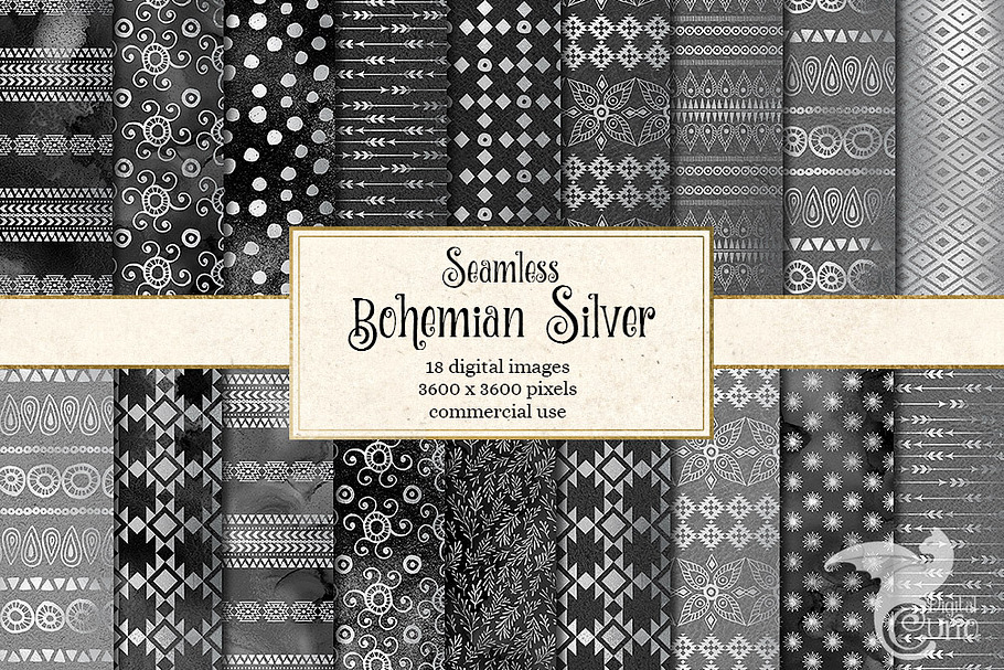 Bohemian Silver Digital Paper