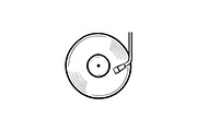 Phonograph and turntable hand drawn outline doodle icon.
