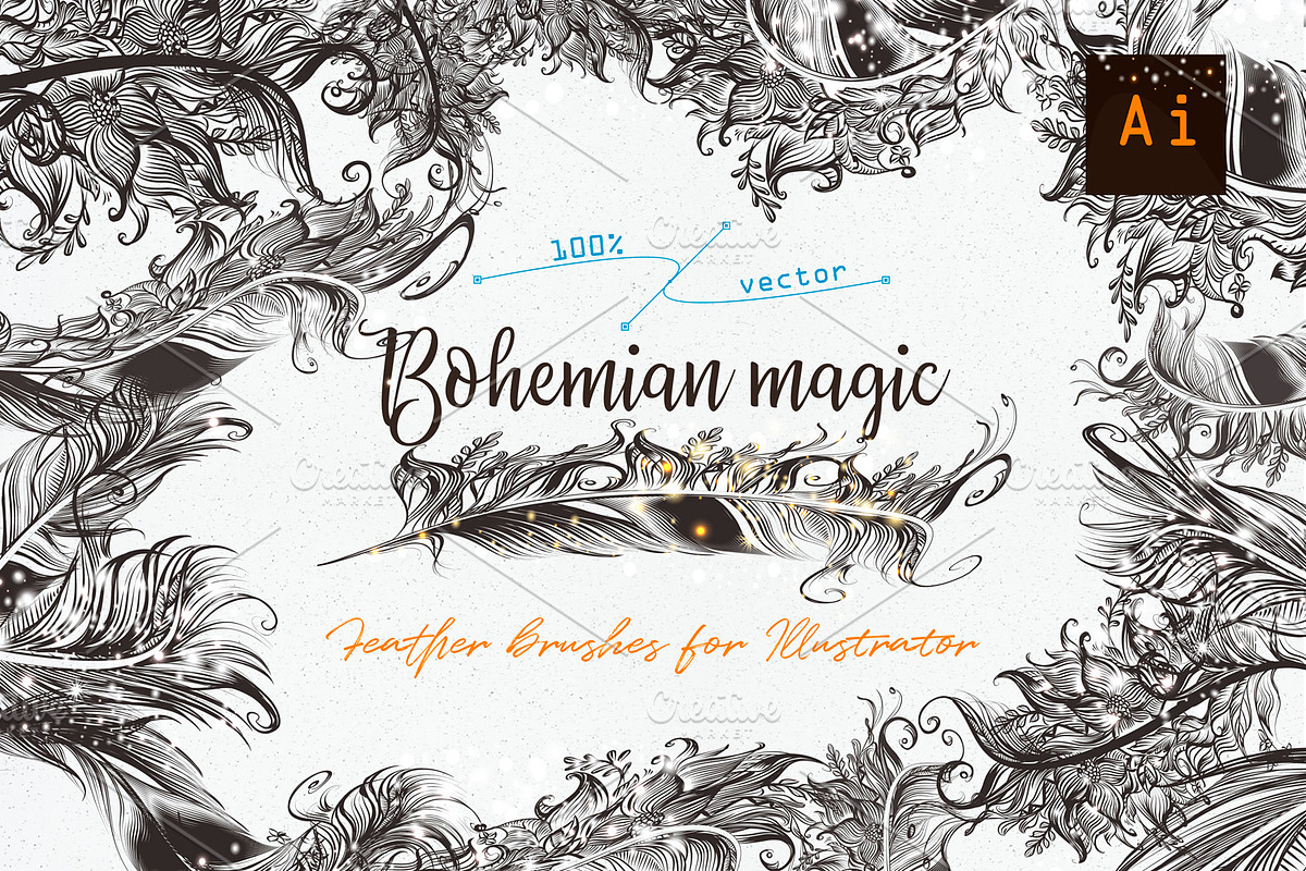 Bohemian magic. Illustrator brushes in Objects - product preview 8