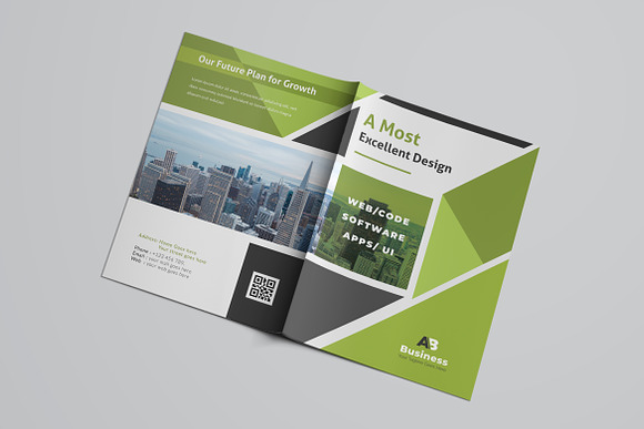 Green Corporate Bifold Brochure in Brochure Templates - product preview 5