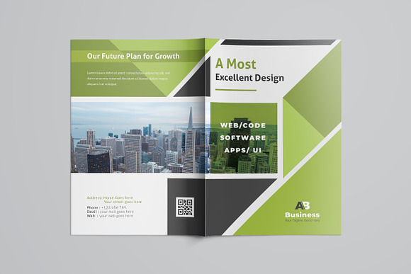 Green Corporate Bifold Brochure in Brochure Templates - product preview 7