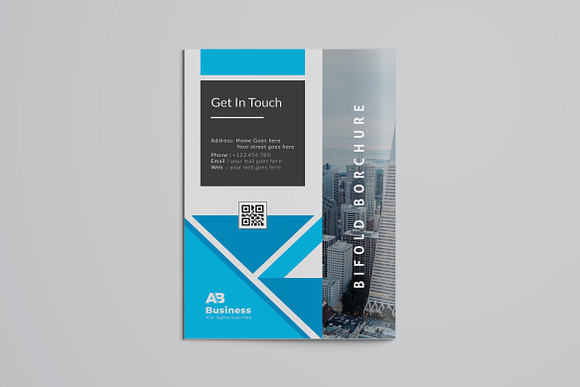 Blue Abstract Bifold Brochure in Brochure Templates - product preview 4