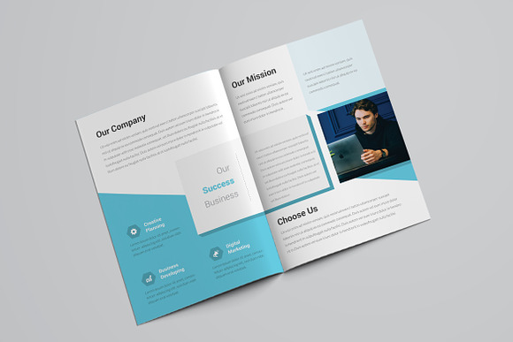 Corporate Blue Bifold Brochure in Brochure Templates - product preview 6