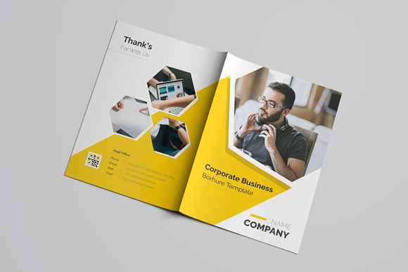 Yellow Business Bifold Brochure in Brochure Templates - product preview 5