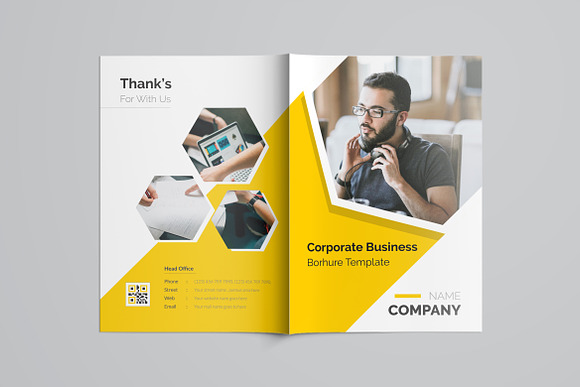 Yellow Business Bifold Brochure in Brochure Templates - product preview 7