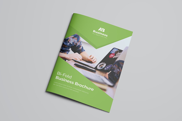 Green Bifold Brochure in Brochure Templates - product preview 2