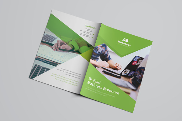 Green Bifold Brochure in Brochure Templates - product preview 5